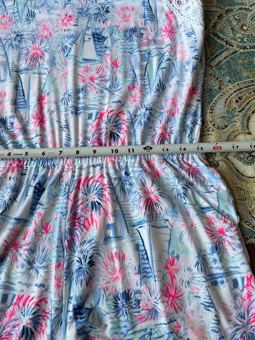 Lilly Pulitzer Lala Romper Sea to Shining Sea Fireworks Sailboats Pockets L - Picture 7 of 11